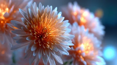Close Up Of Glowing Chrysanthemum Flowers