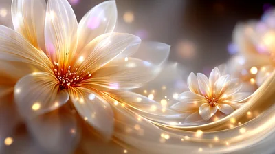 Glowing Abstract Floral Background With Soft Golden Light