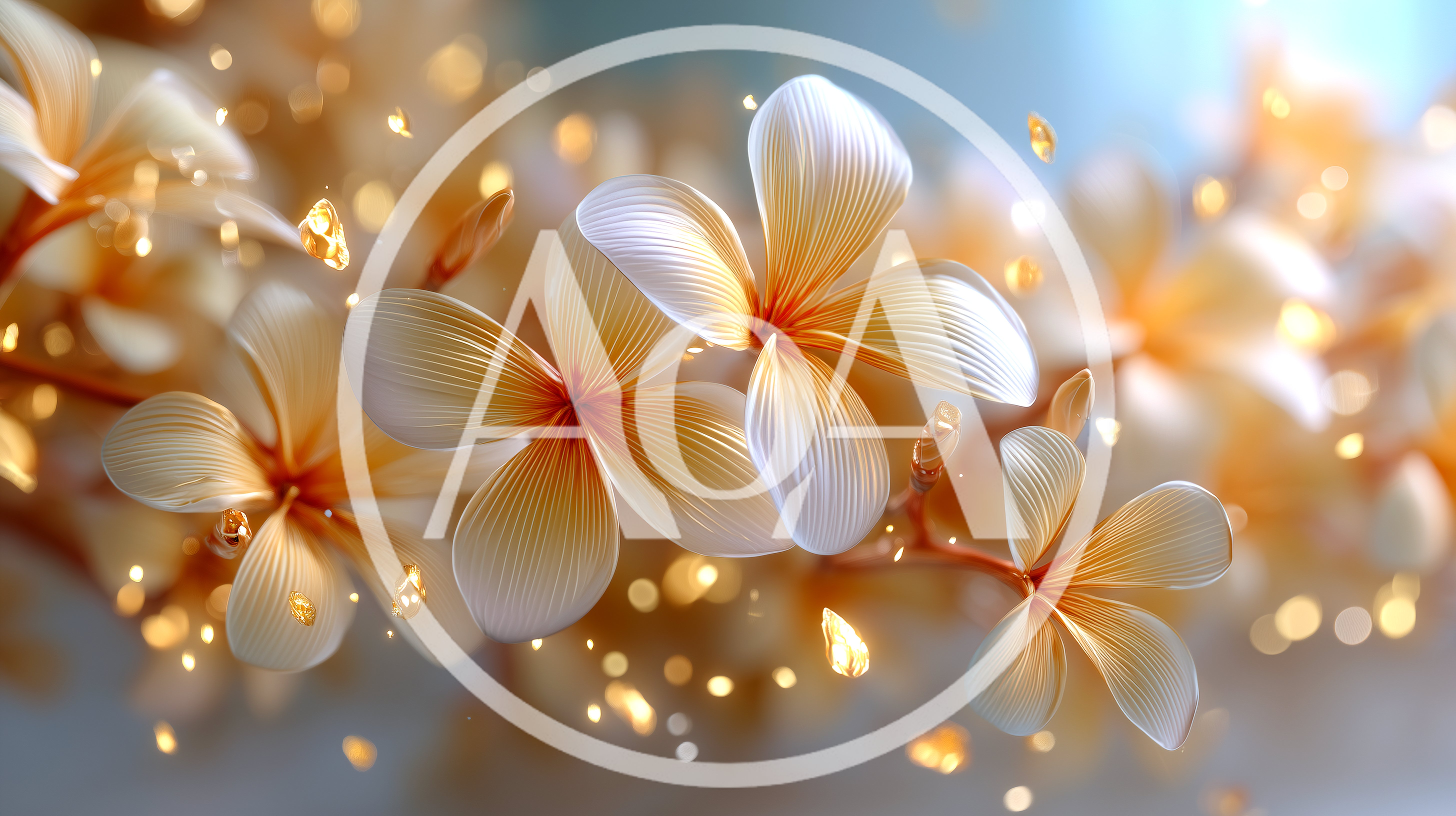Elegant Plumeria Flowers With Golden Bokeh Light Effects