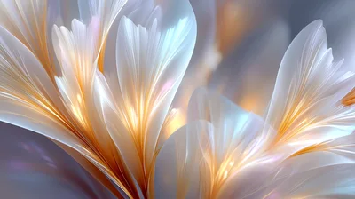 Abstract Glowing White And Gold Floral Petal Background