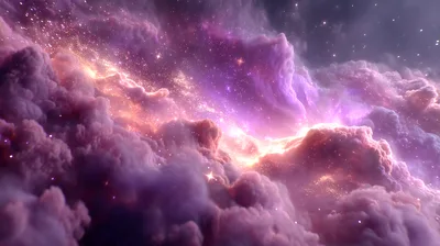 Ethereal Purple Nebula Clouds In Deep Space
