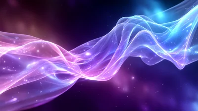 Abstract Glowing Light Waves In Deep Space