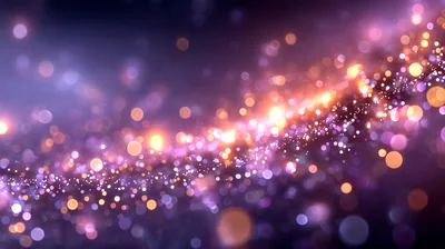 Abstract Glowing Particles Flowing In Purple Background