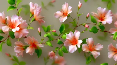 Delicate Pink Azalea Flowers On Branches
