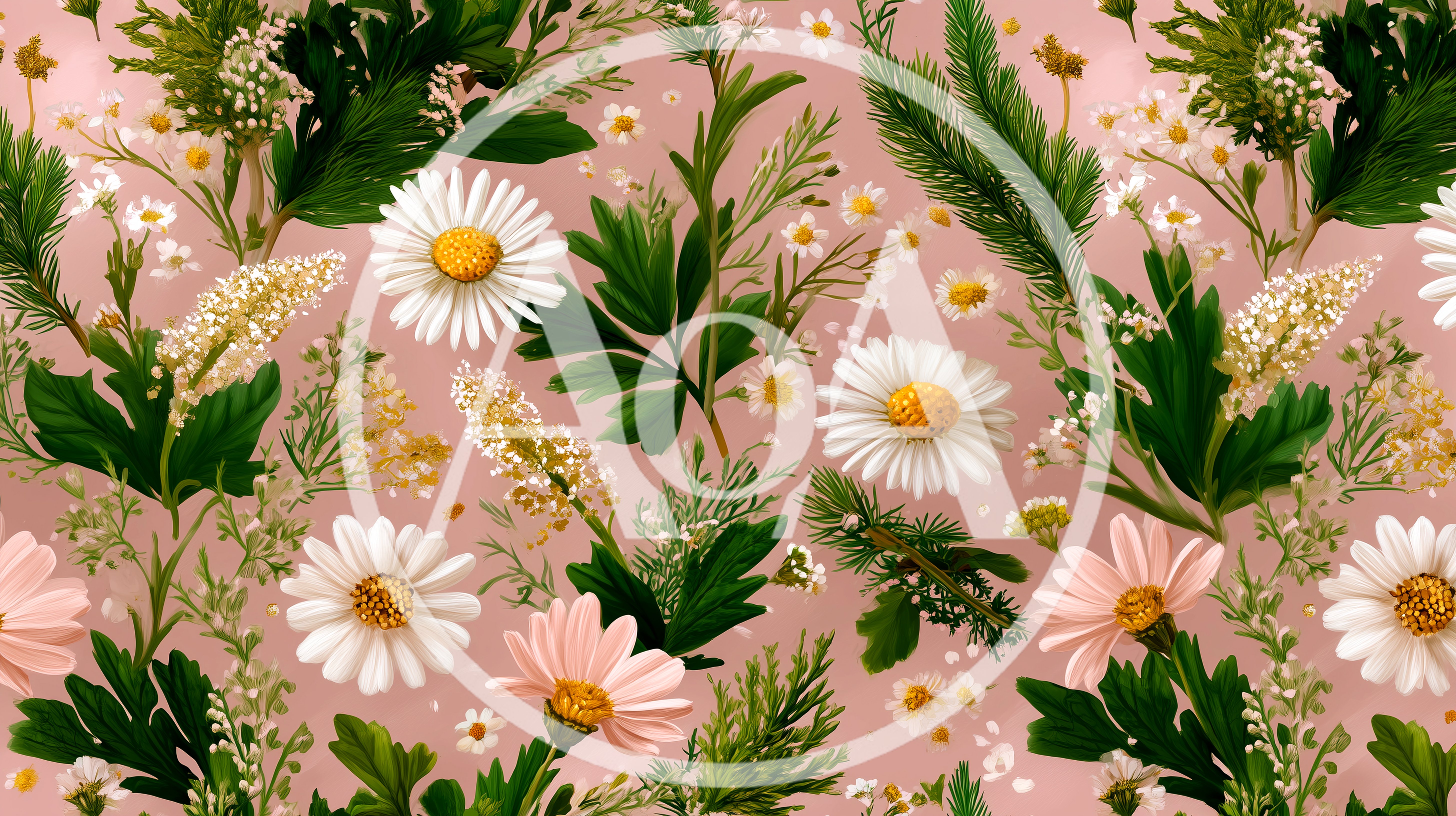 Seamless Floral Pattern With Daisies And Greenery