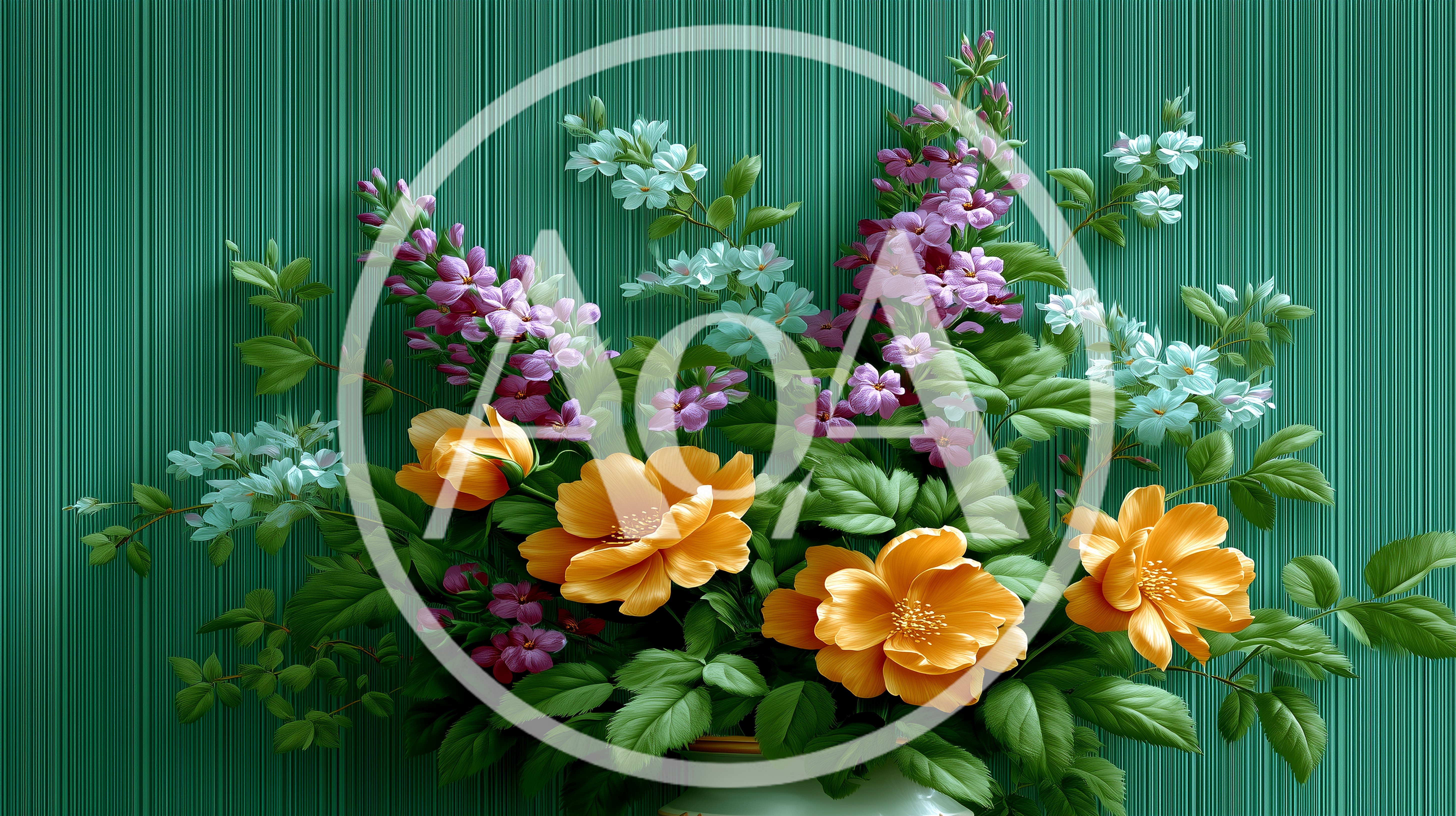Bouquet Of Orange Flowers And Purple Lilacs
