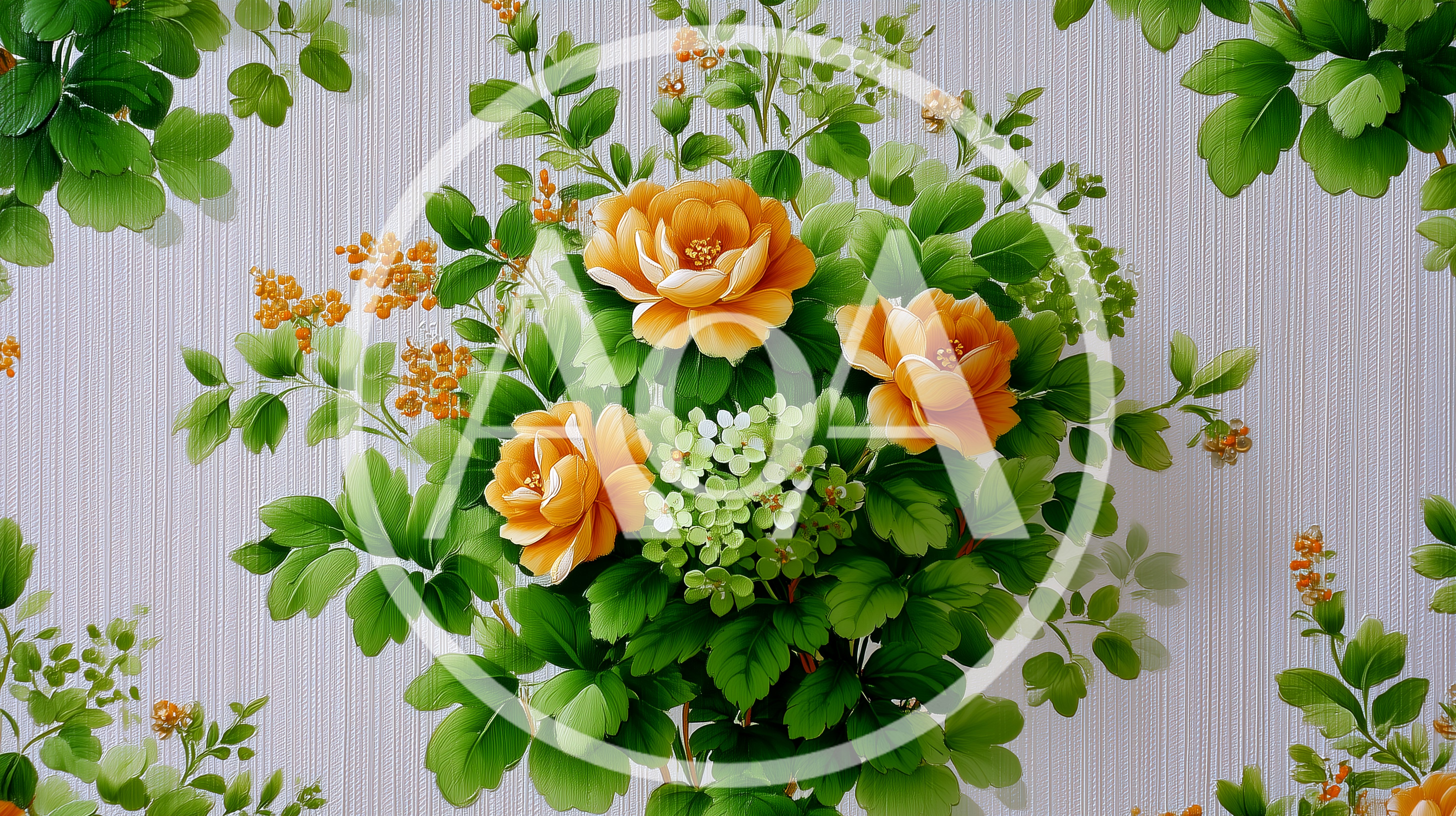 Floral Wallpaper Pattern With Yellow Roses And Greenery