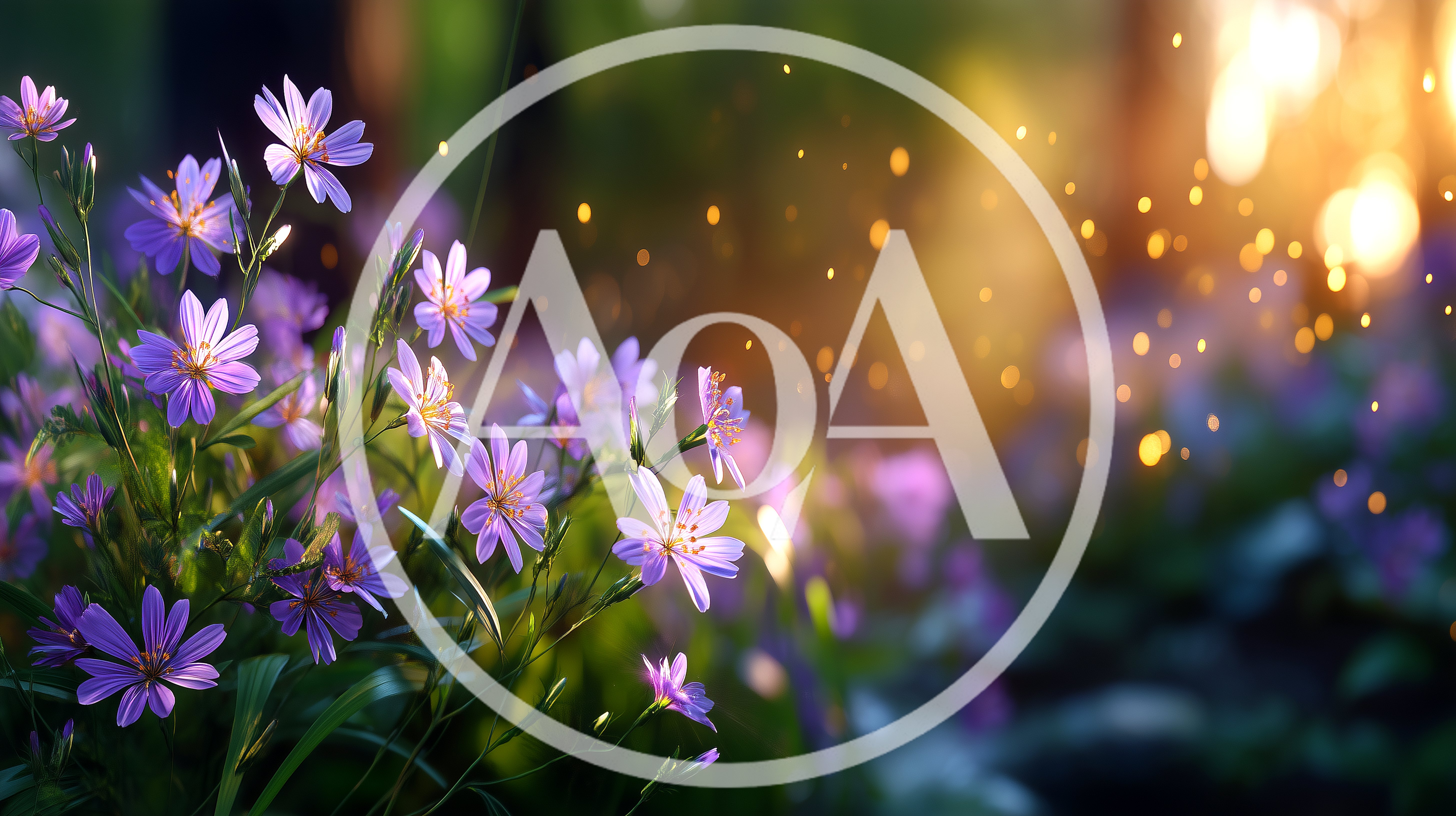 Purple Wildflowers Blooming In A Sunlit Forest Meadow