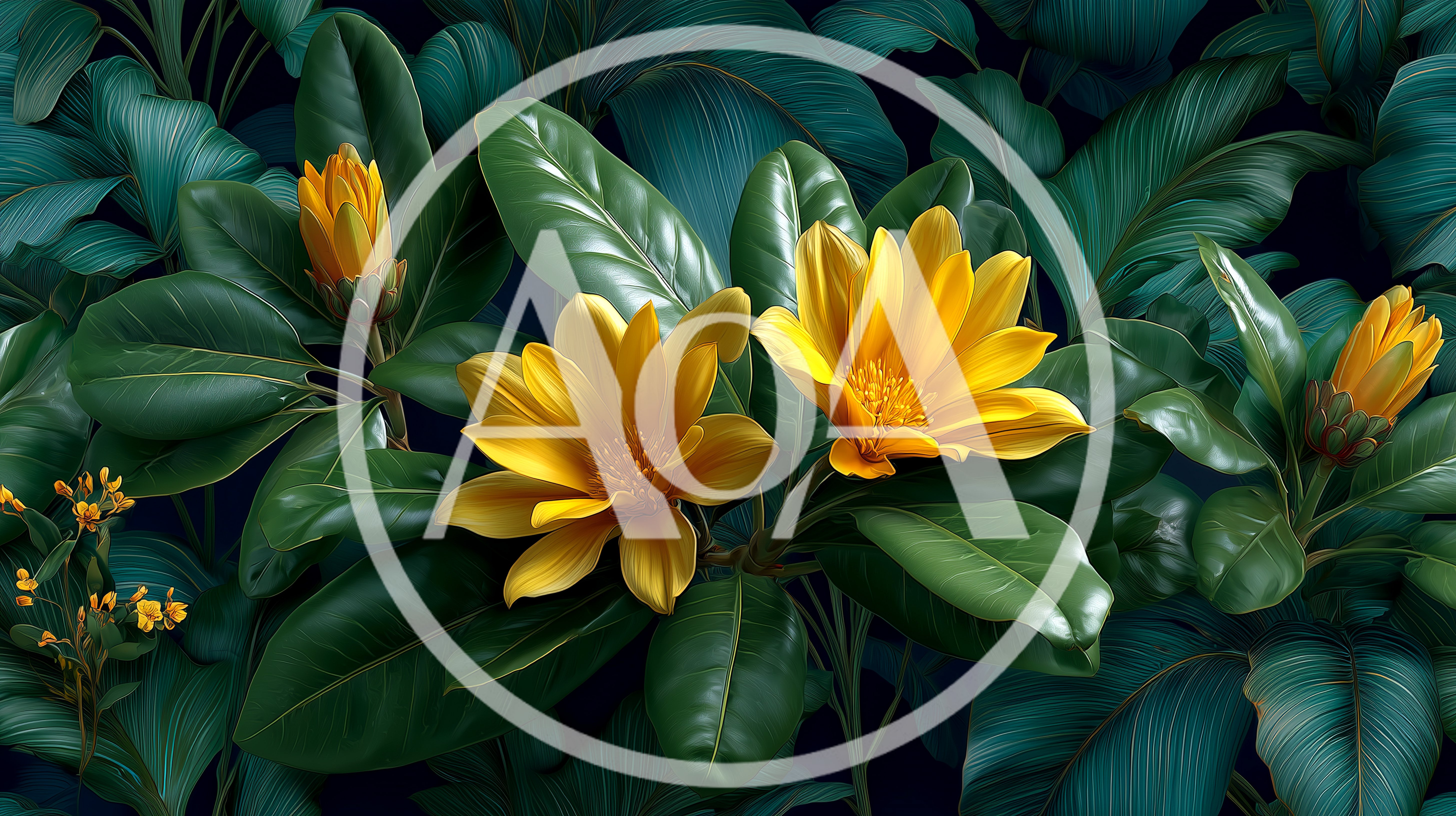 Vibrant Yellow Flowers Amidst Lush Dark Green Foliage