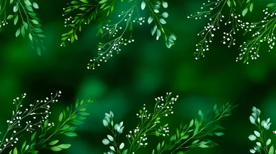 Green Foliage Background With White Floral Accents