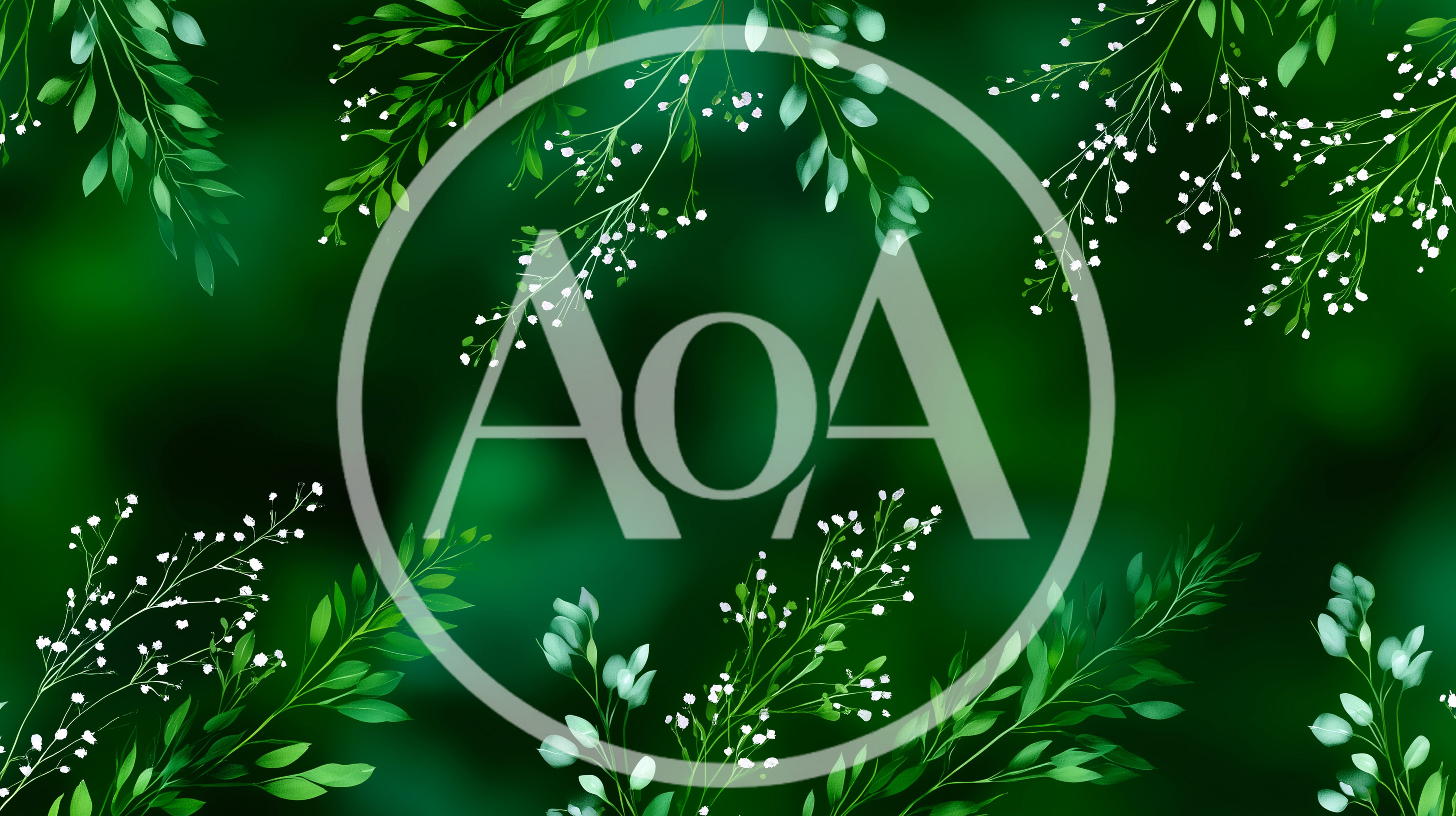 Green Foliage Background With White Floral Accents