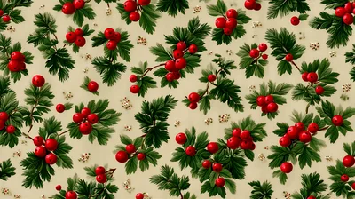 Christmas Holly Berry Pattern Background