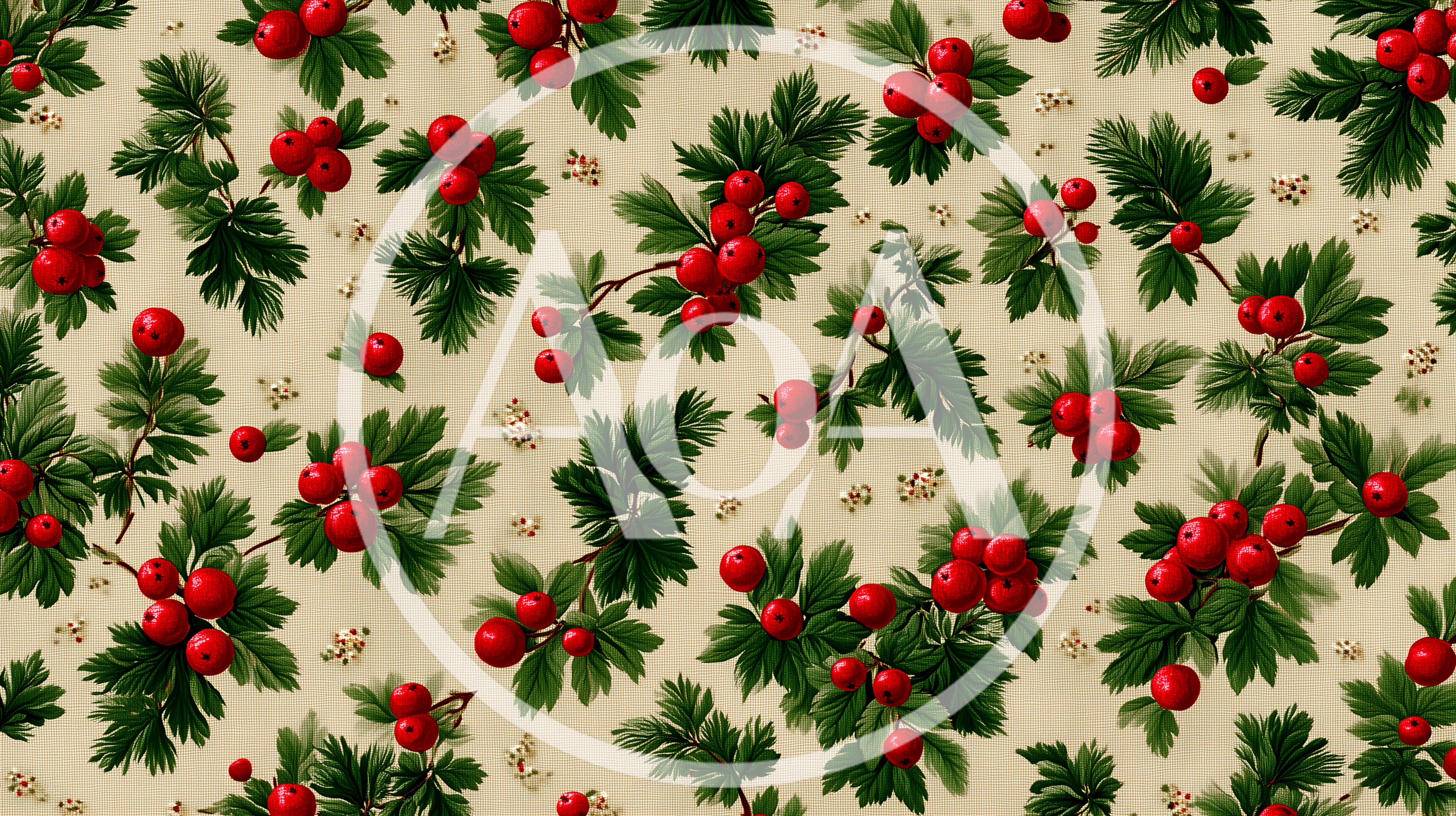 Christmas Holly Berry Pattern Background