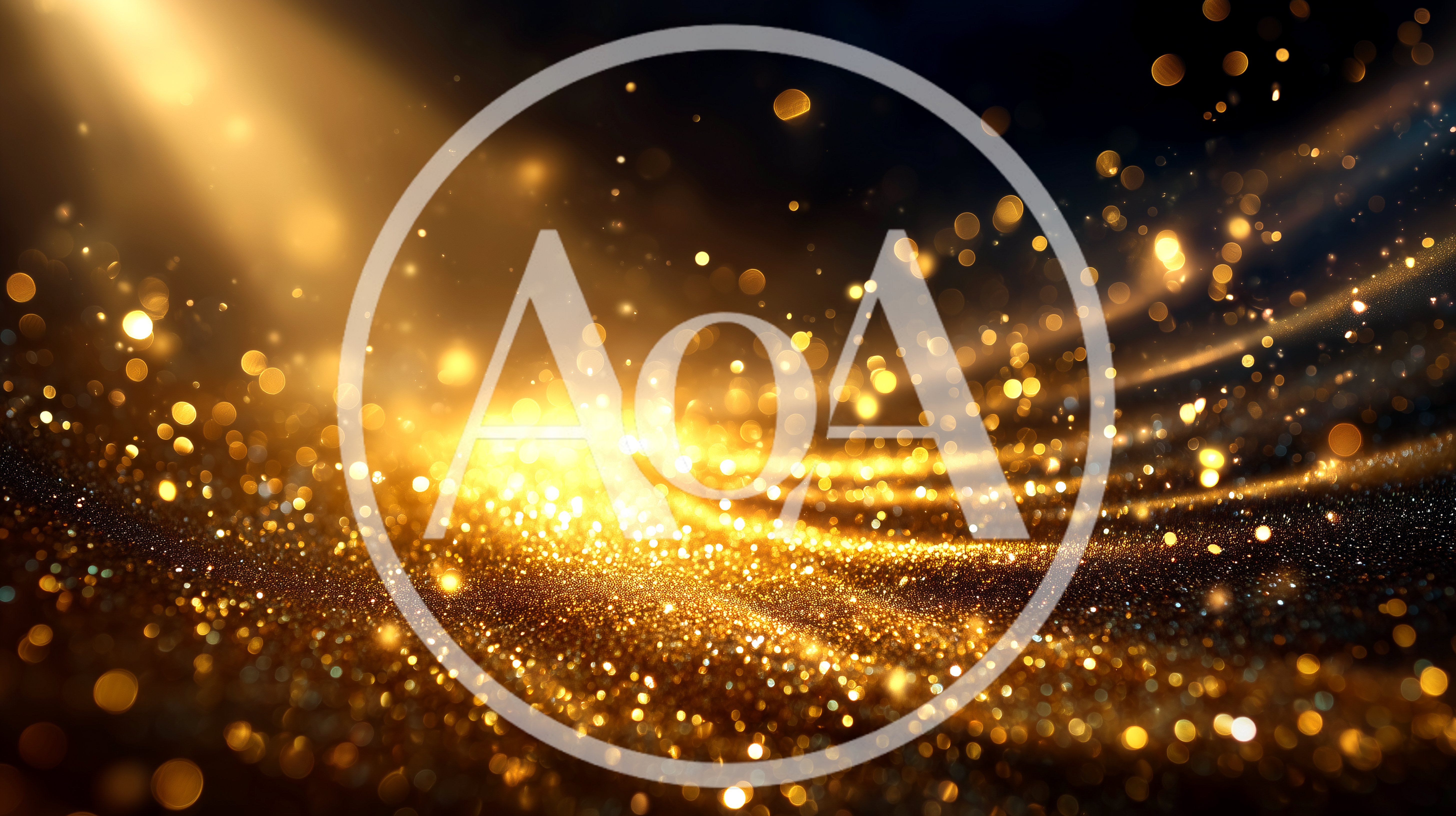 Abstract Golden Glitter Particles With Light Rays