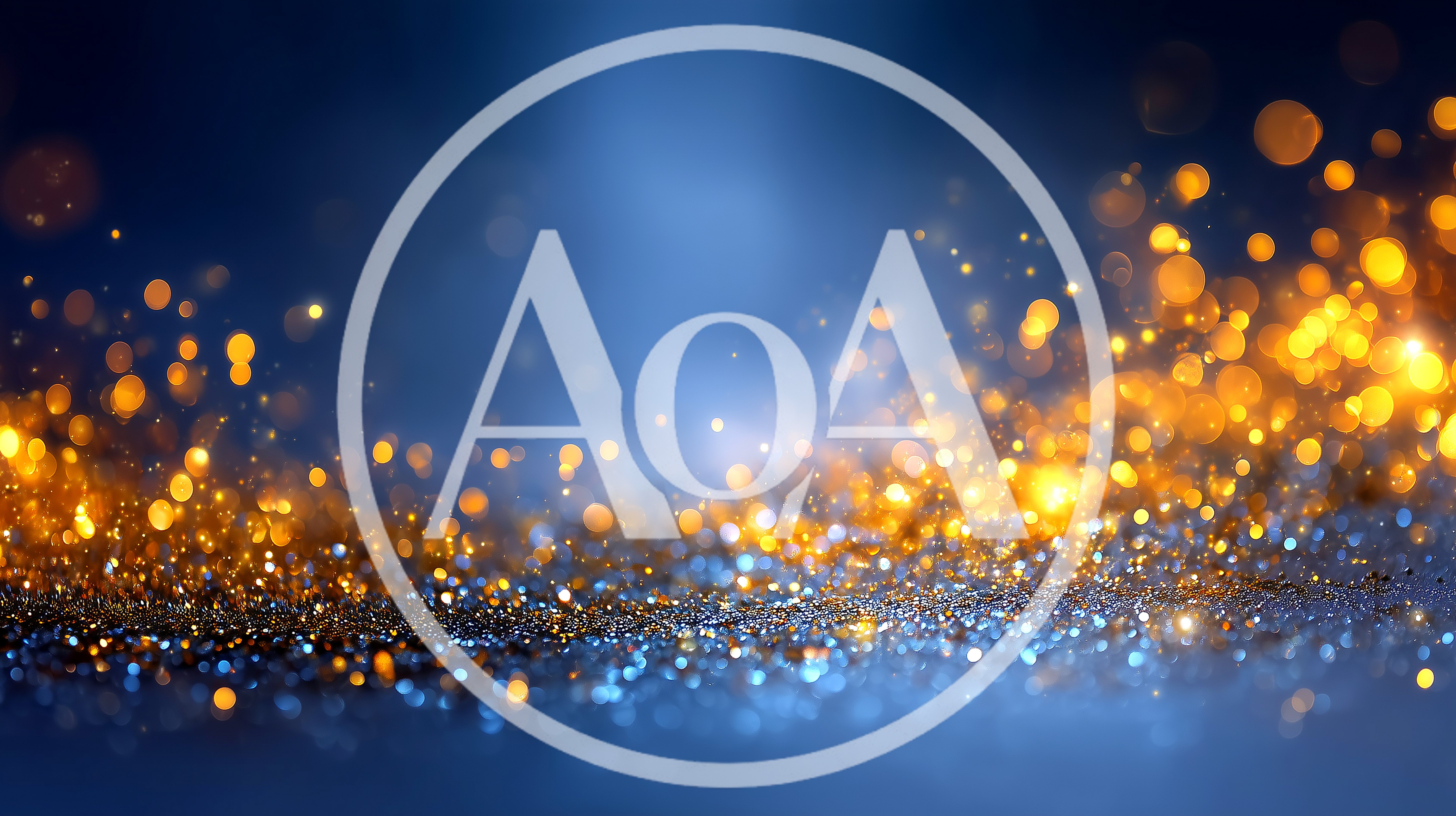 Abstract Golden Glitter Particles On Blue Background