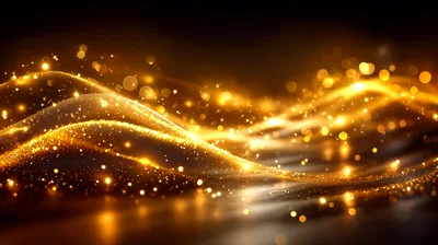 Abstract Golden Glittering Wave Motion Background