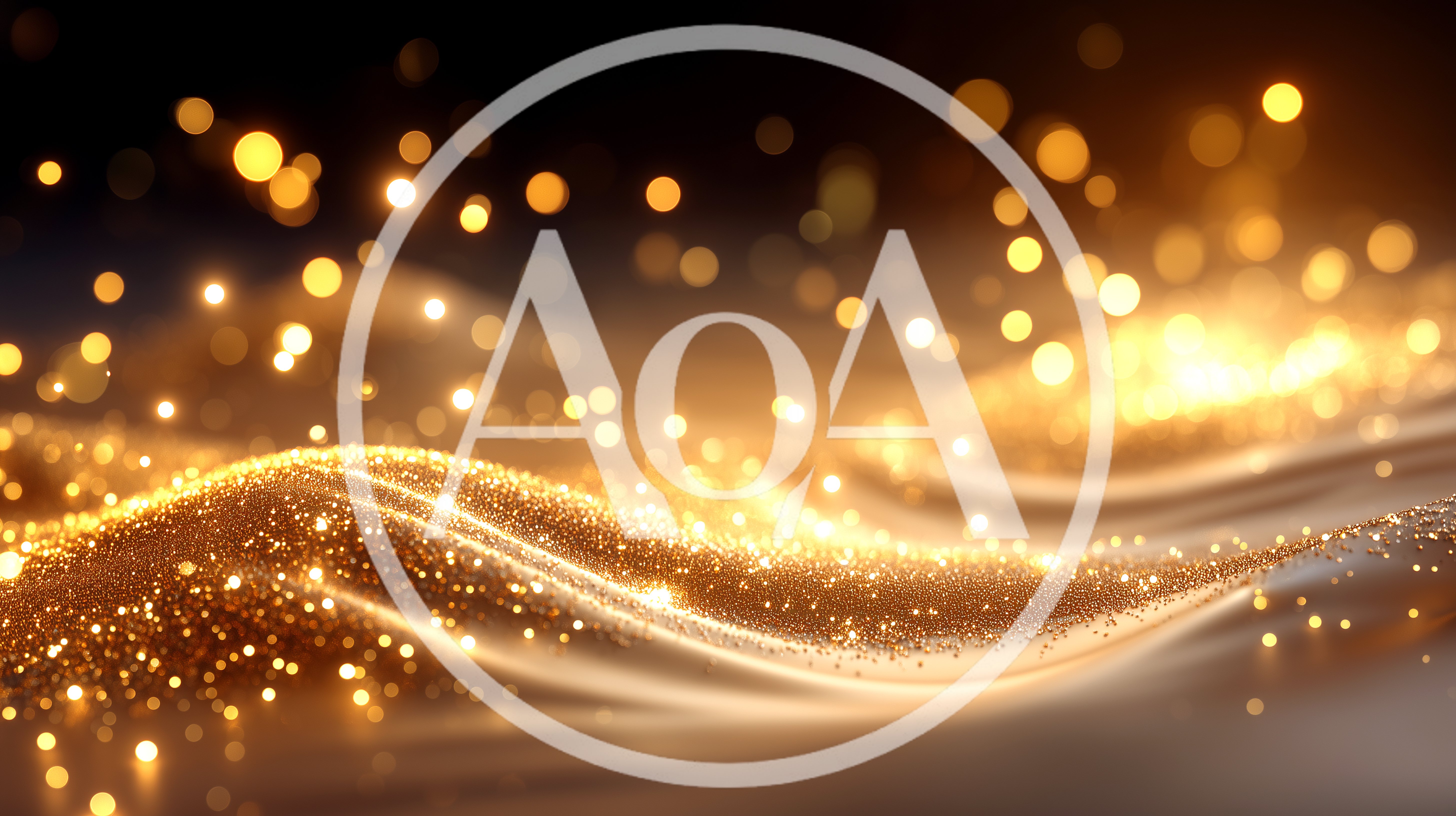 Abstract Golden Glitter Waves With Bokeh Light Particles