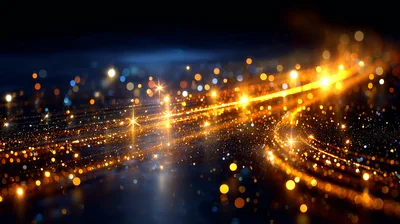 Abstract Golden Light Trails And Bokeh Particles