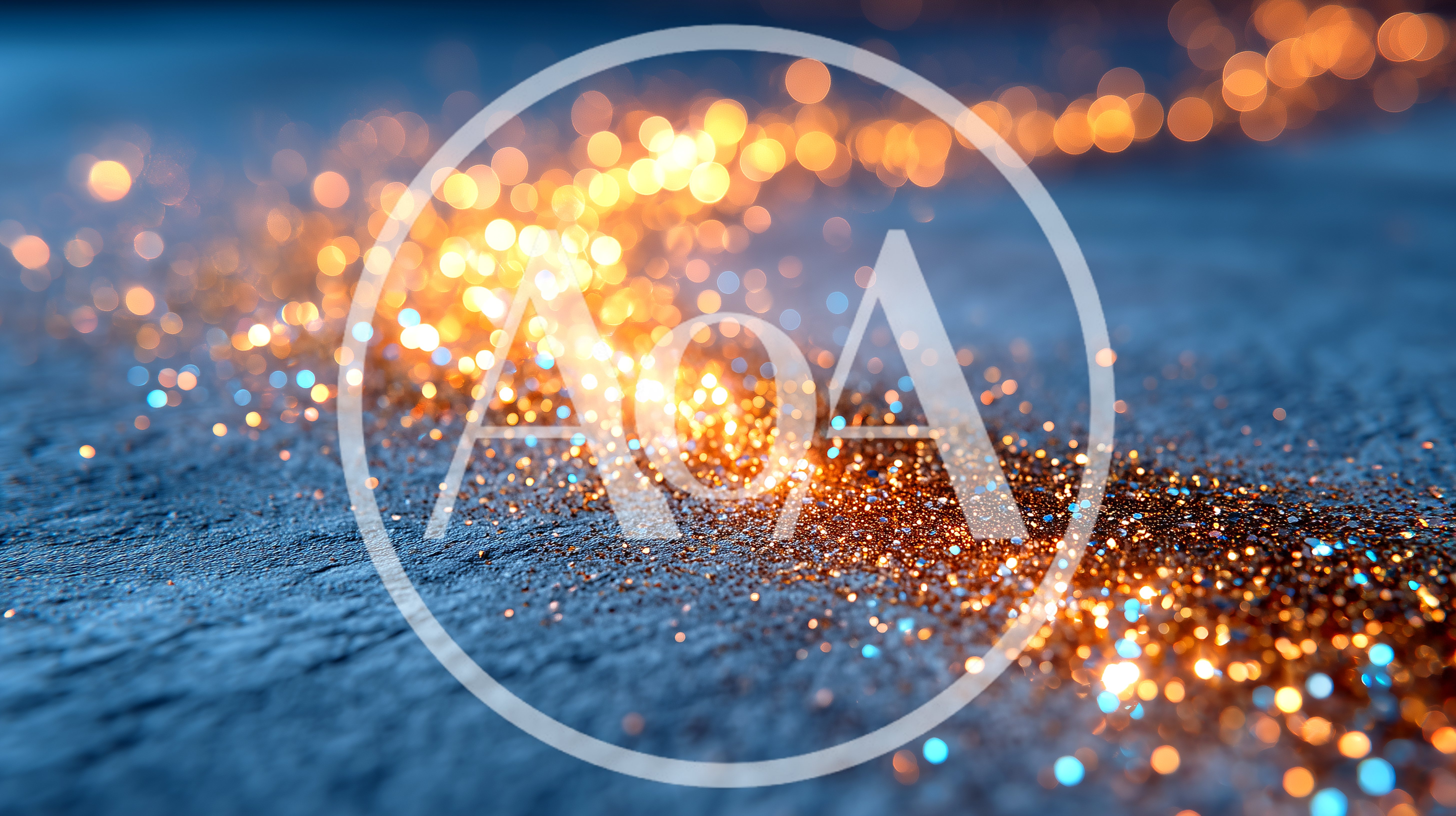 Golden Glitter Particles Flowing Over Dark Textured Surface