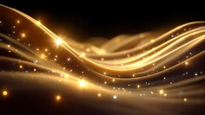 Abstract Golden Light Waves With Floating Particles