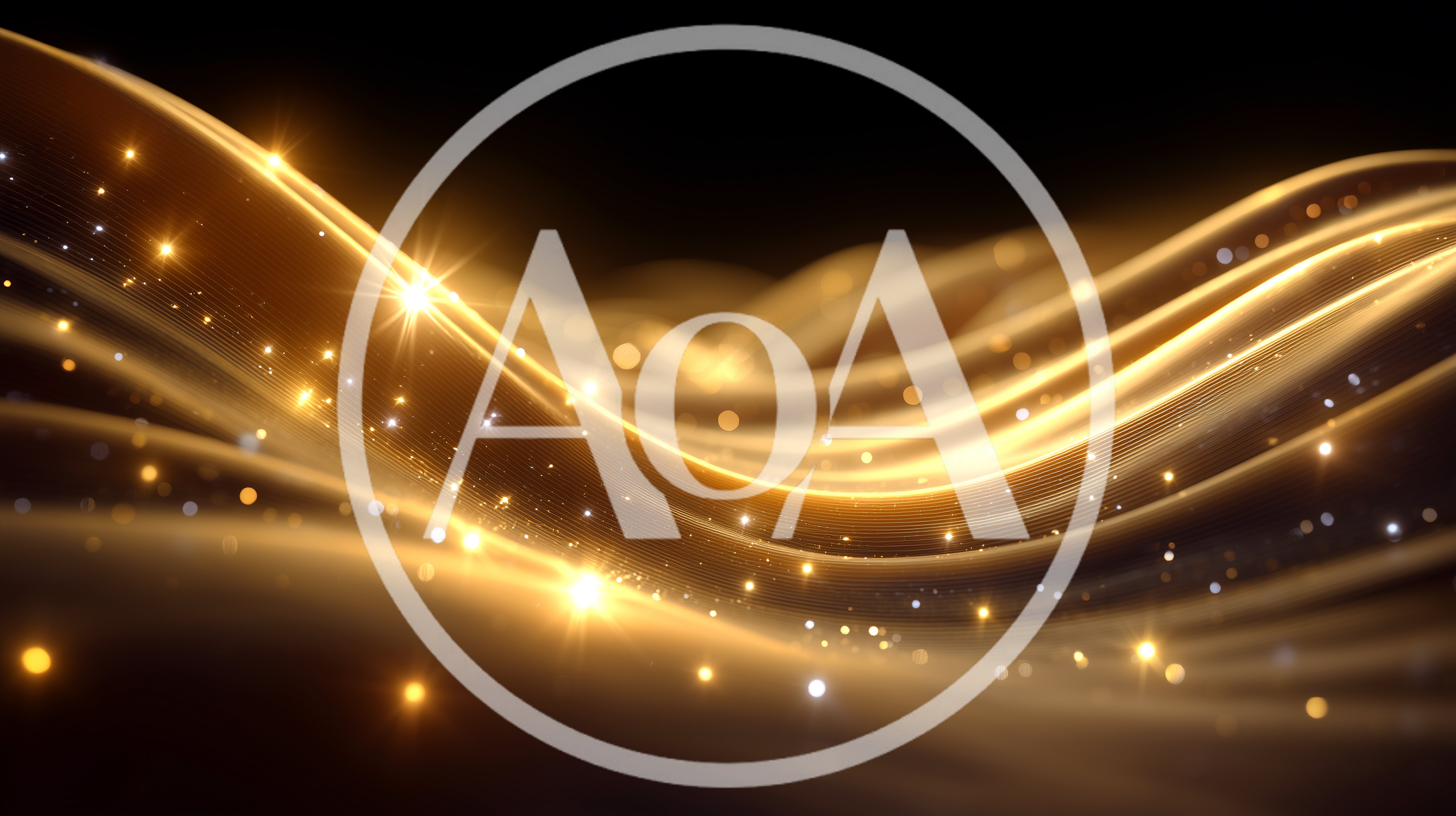 Abstract Golden Light Waves With Floating Particles