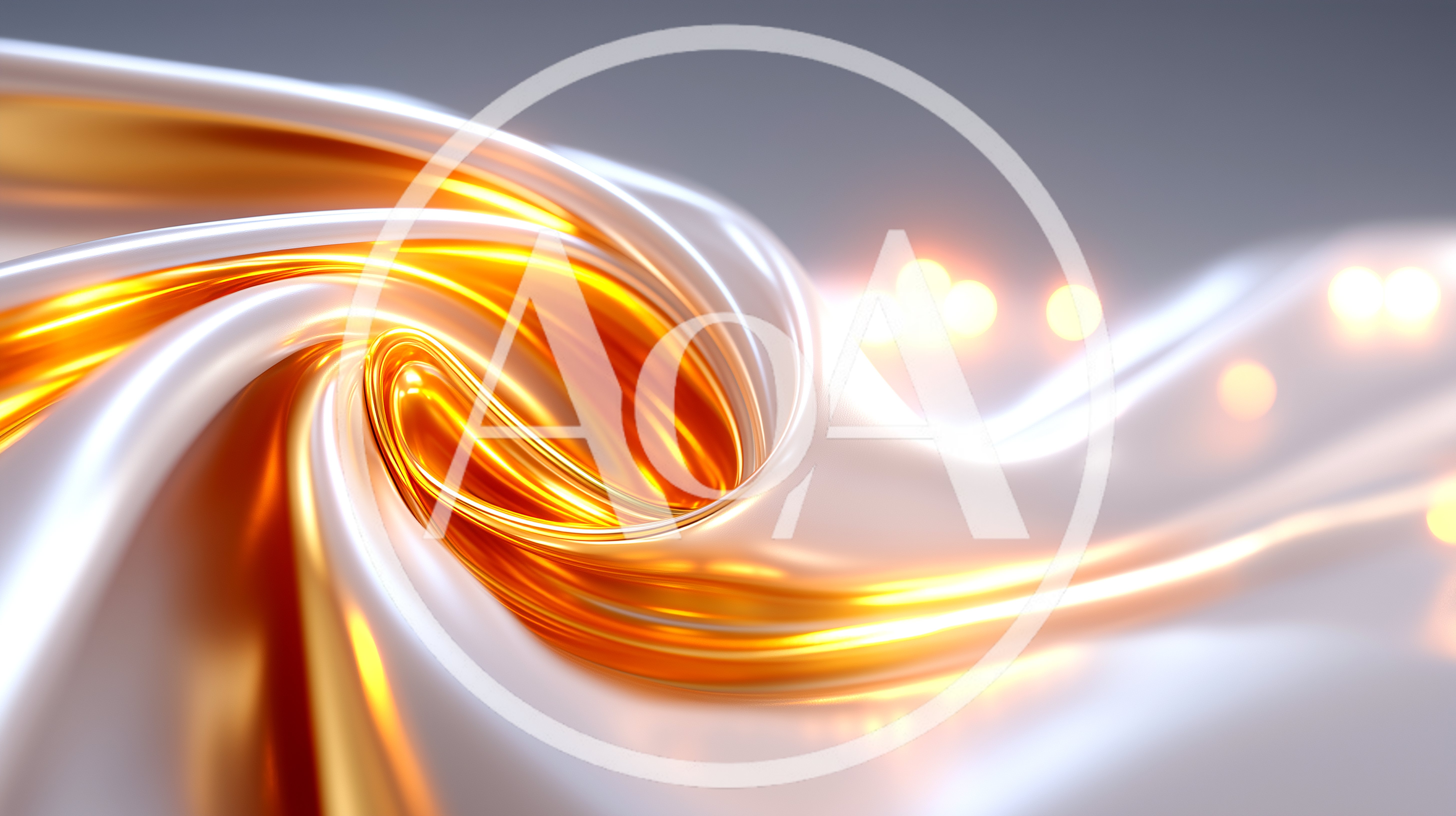 Abstract Swirling Gold And White Silk Fabric