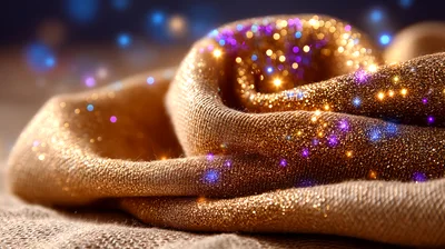 Golden Fabric Texture With Shimmering Sparkles