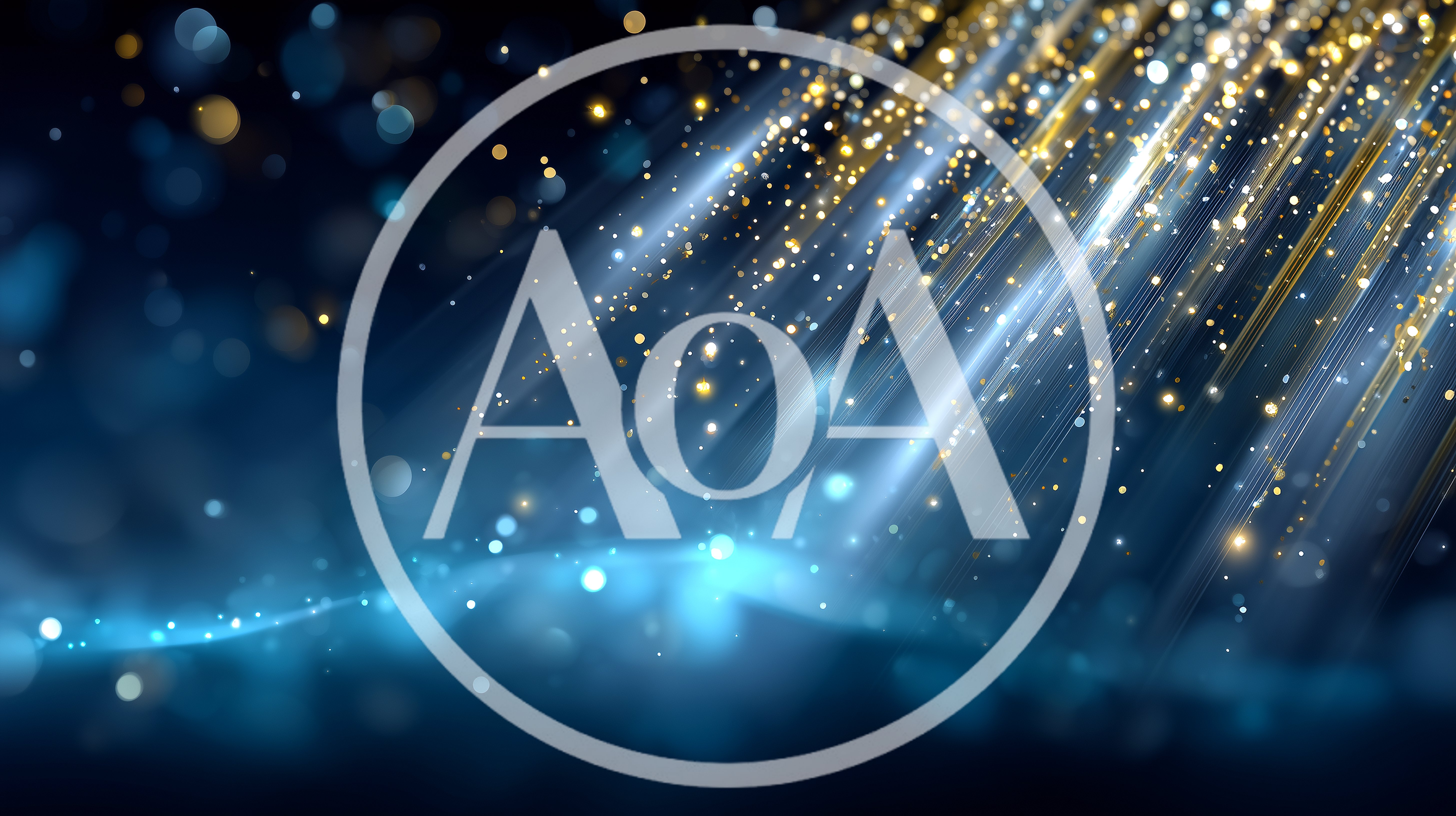 Abstract Blue Background With Golden Light Rays And Particles