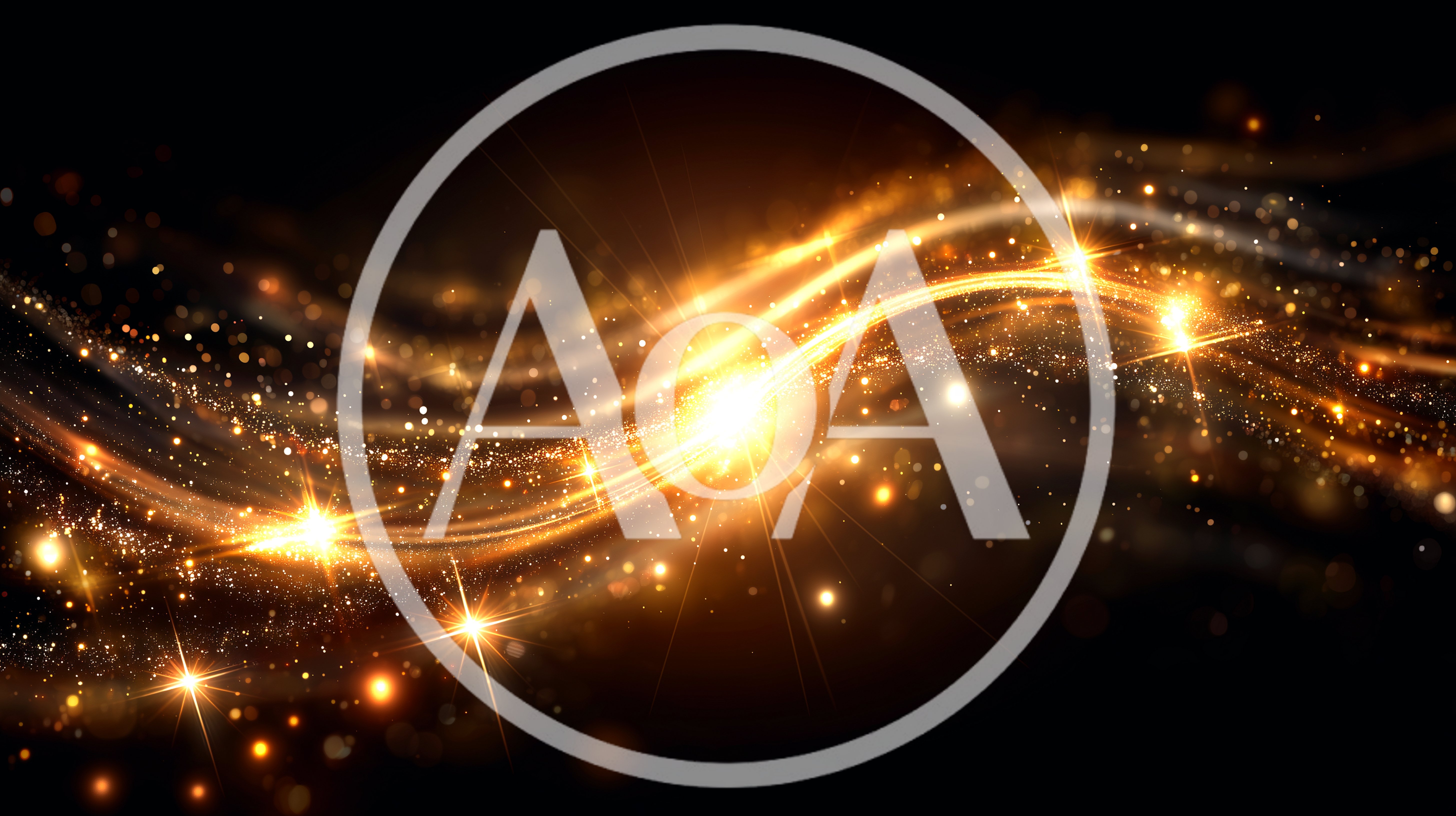 Abstract Golden Light Waves With Sparkling Particles