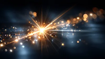 Bright Golden Sparkler Light Bursting In Dark Background