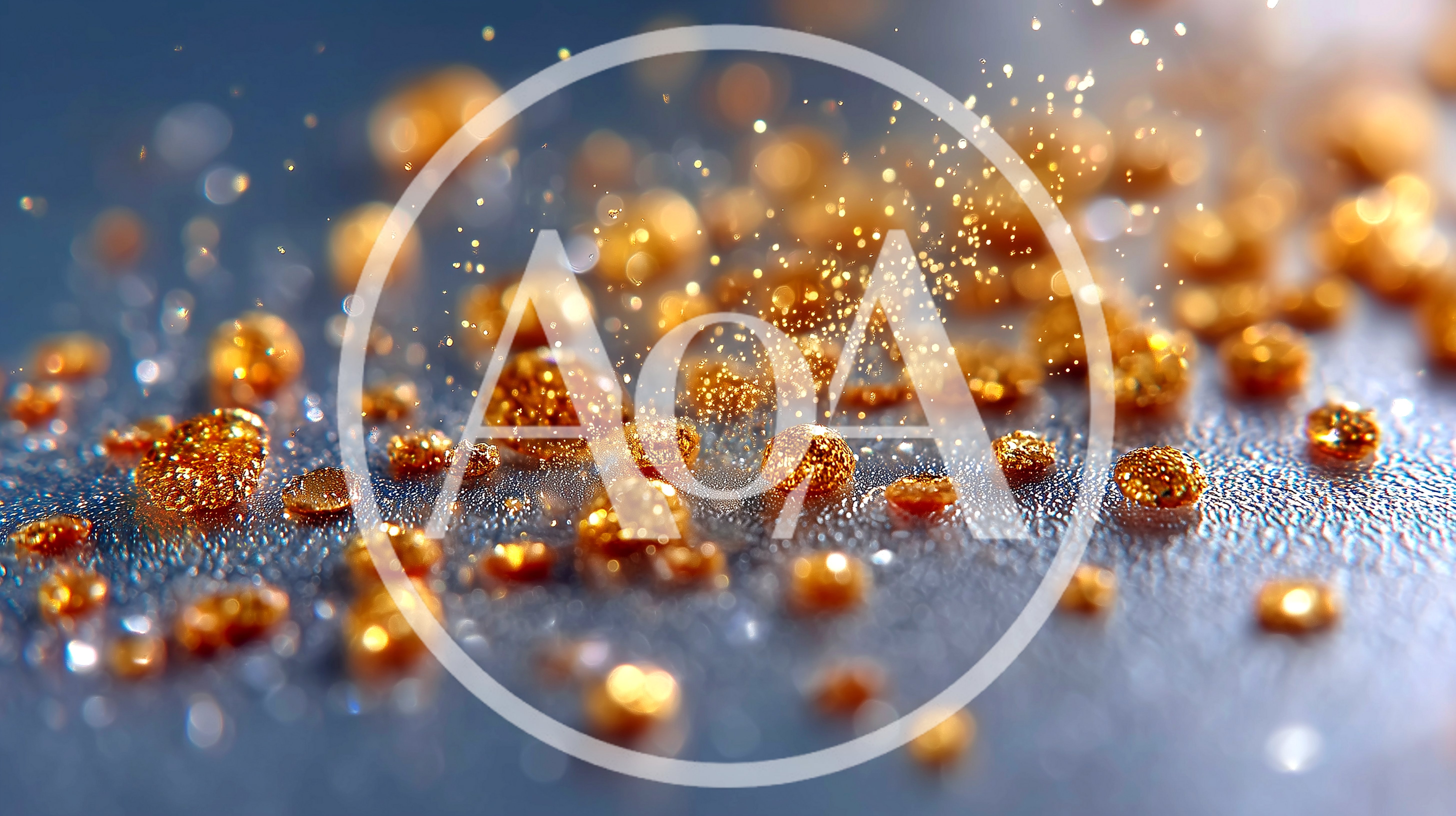 Golden Glitter Particles Floating Over Dark Surface