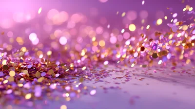 Pink and Gold Glitter Particles Floating