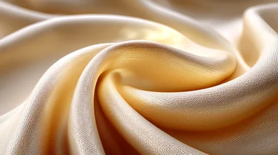 Close Up Of Smooth Golden Silk Fabric Swirls