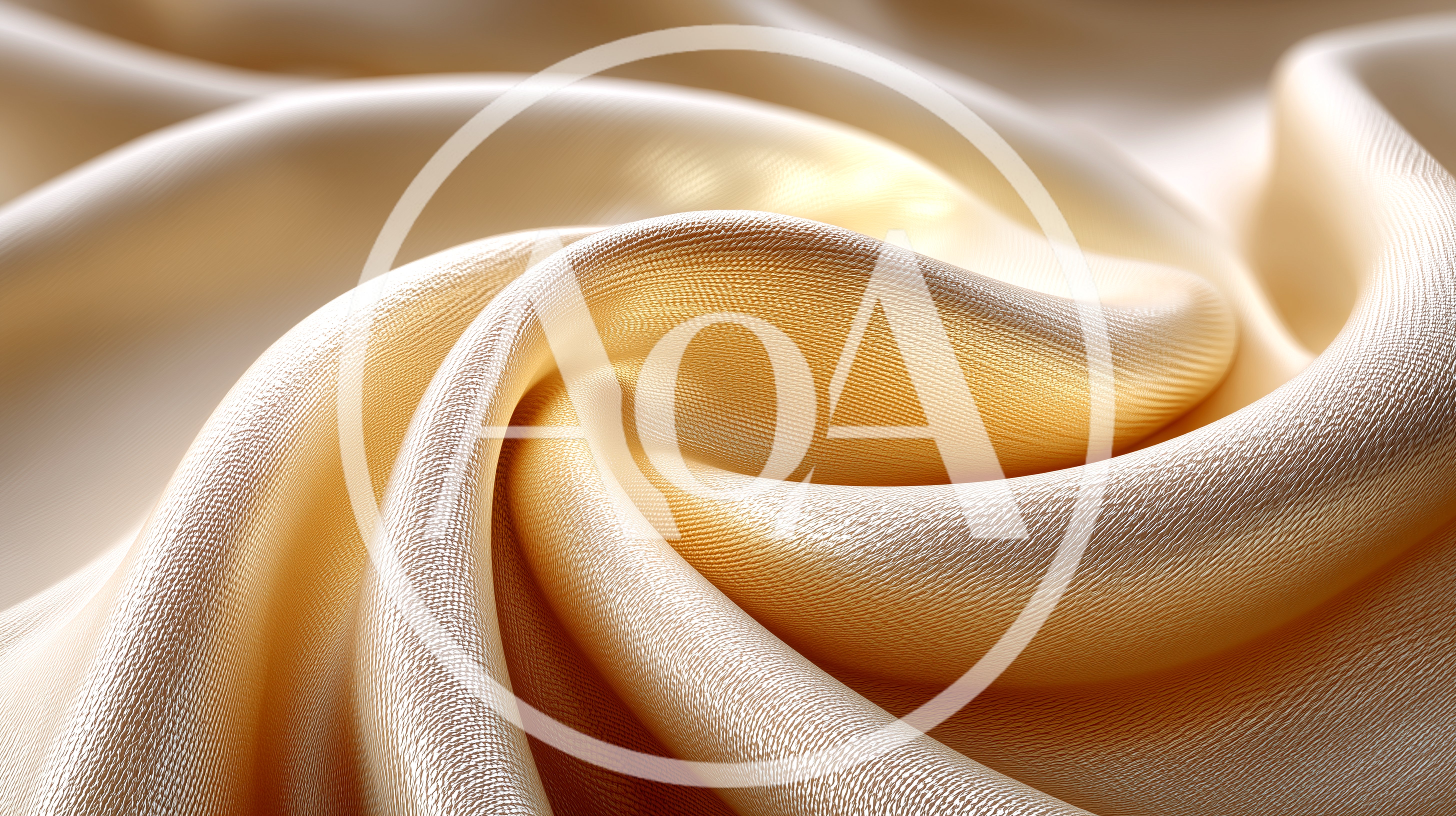 Close Up Of Smooth Golden Silk Fabric Swirls