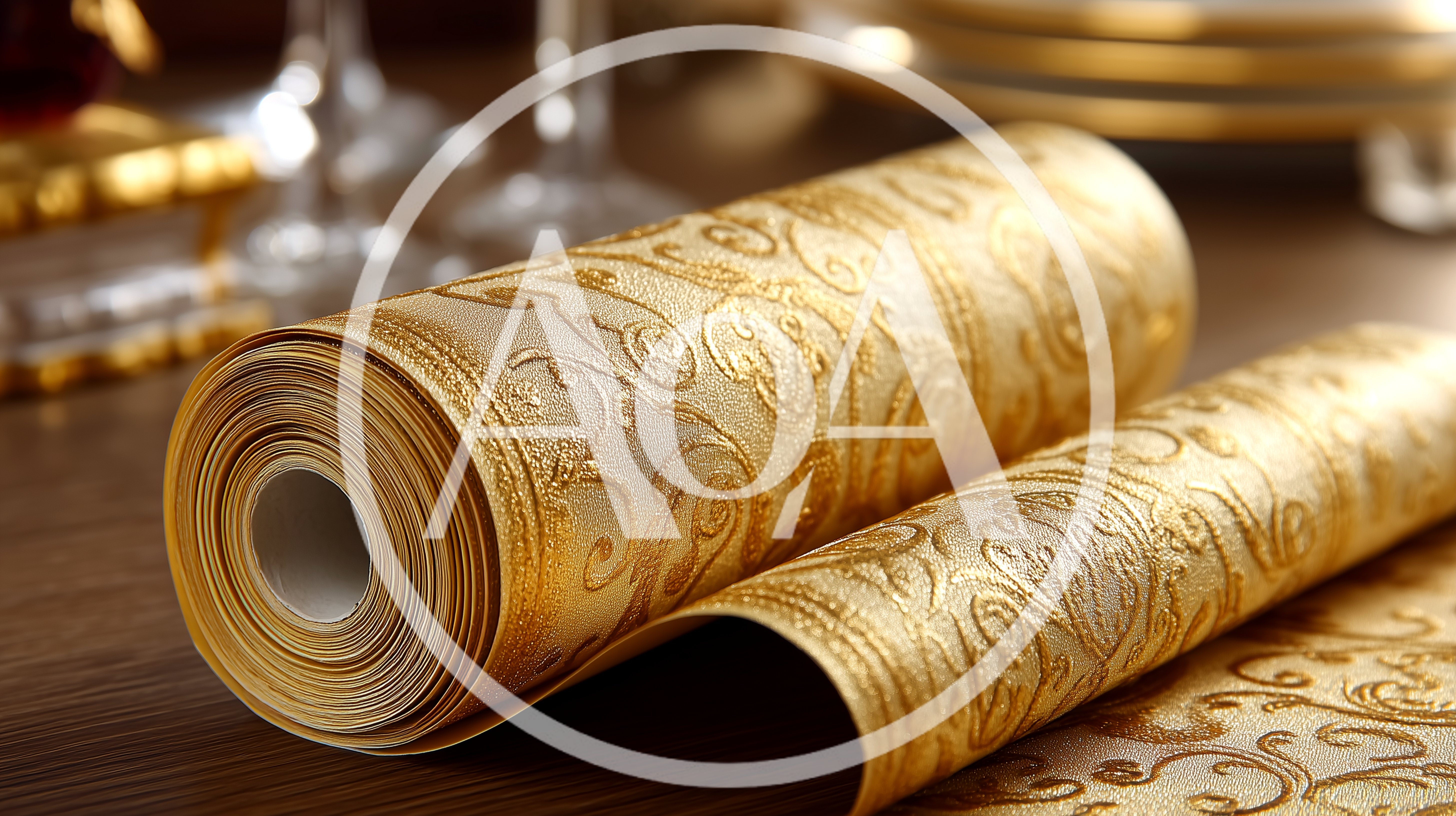 Rolls Of Elegant Gold Damask Wallpaper
