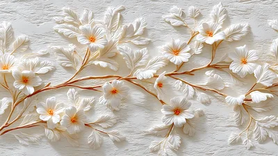 White Floral Relief Sculpture Wall Art