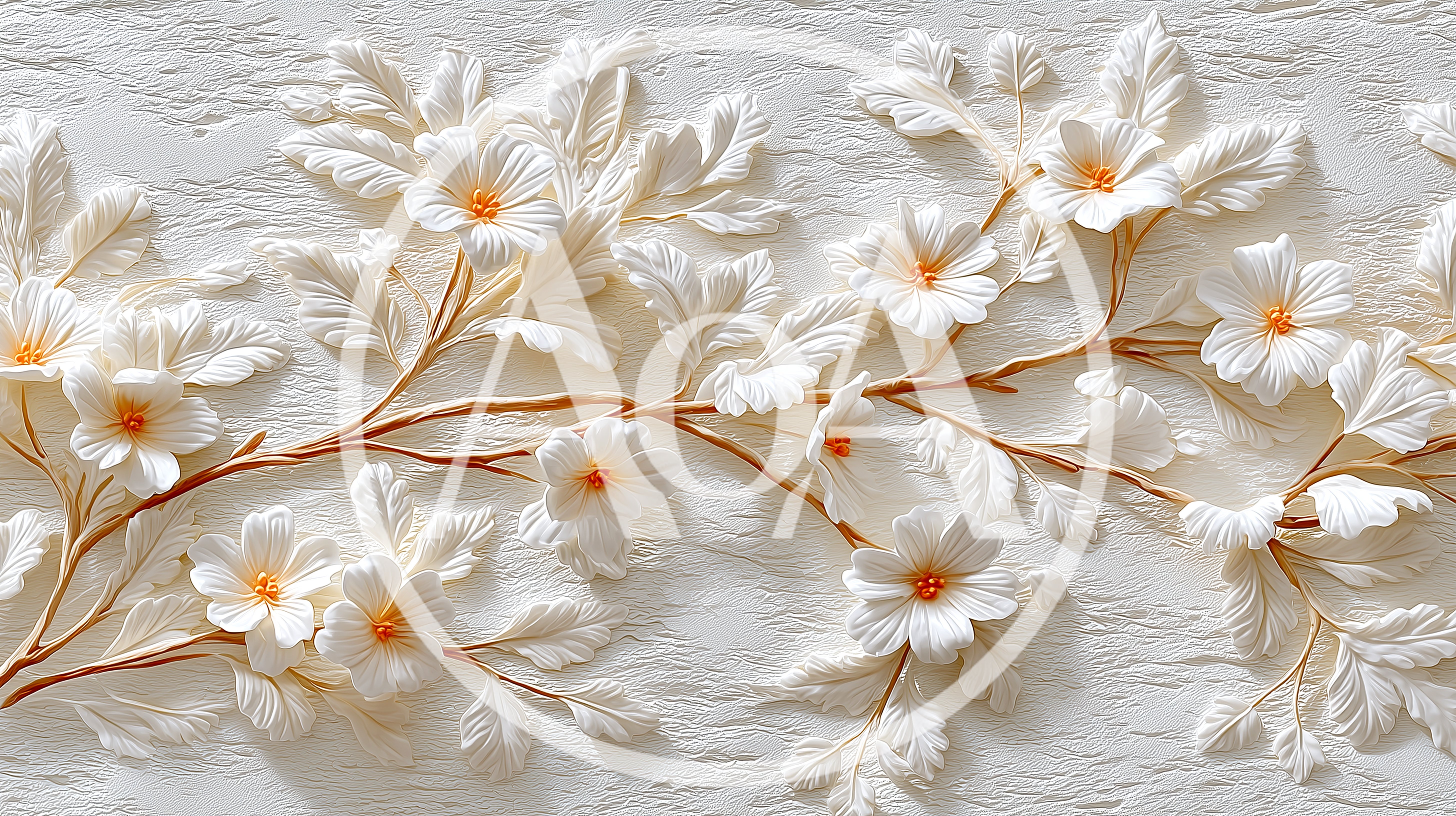 White Floral Relief Sculpture Wall Art
