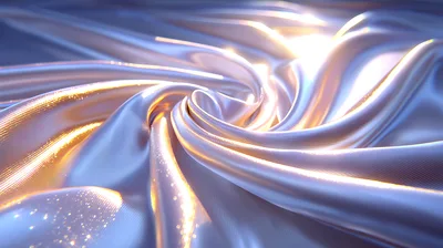 Abstract Swirling Silk Fabric With Golden Highlights