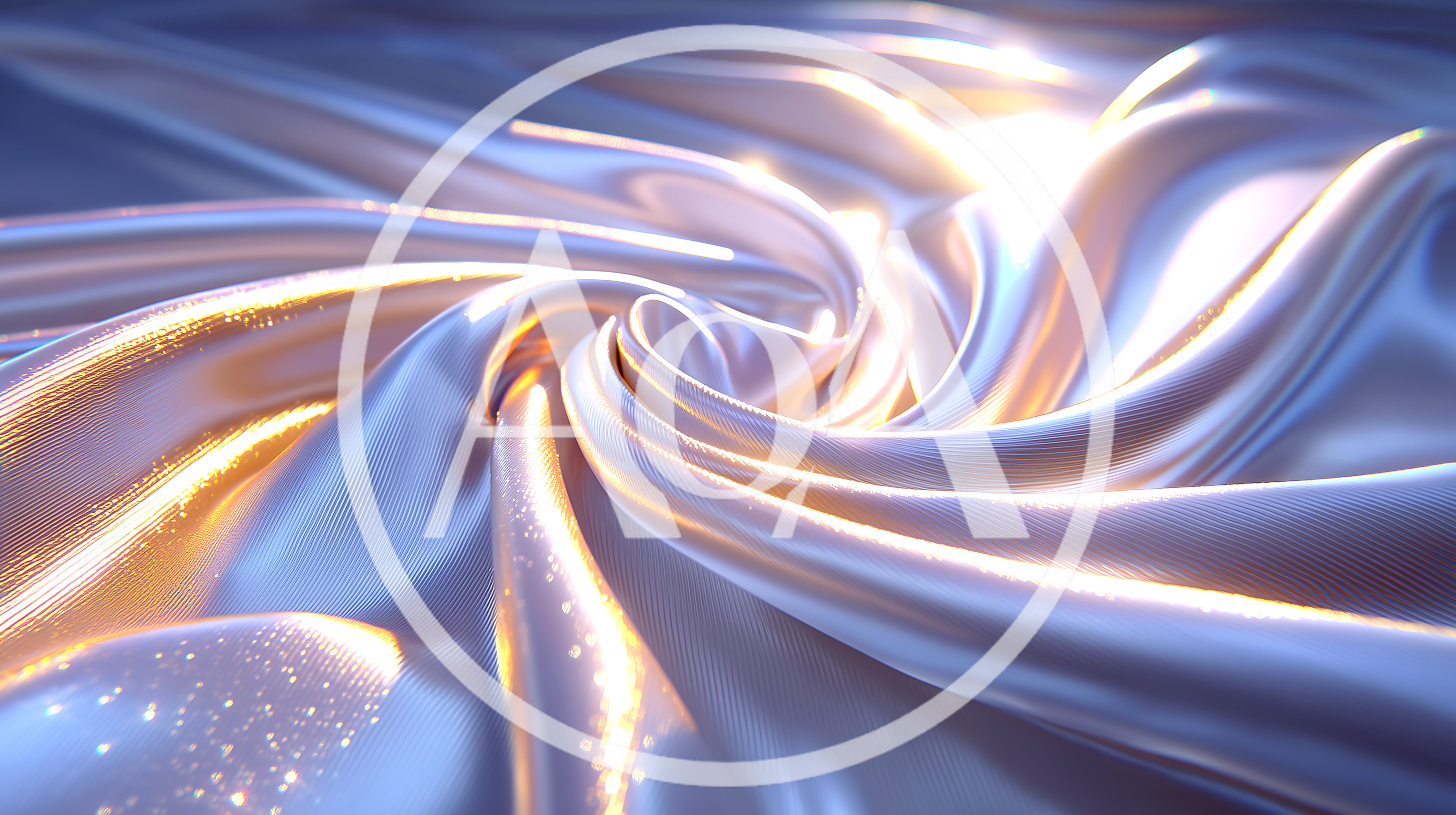 Abstract Swirling Silk Fabric With Golden Highlights
