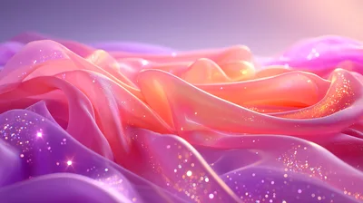 Abstract Flowing Silk Fabric With Glittering Particles
