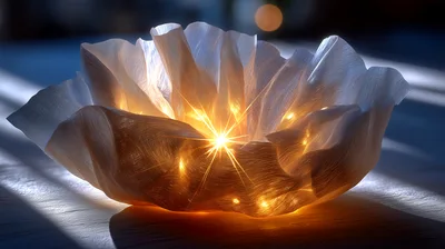 Glowing Decorative Paper Bowl With Warm Fairy Lights