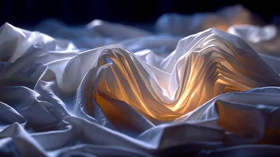 Abstract White Fabric Folds With Warm Backlighting