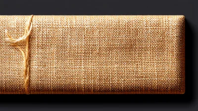 Rectangular Gift Box Wrapped In Natural Burlap Fabric