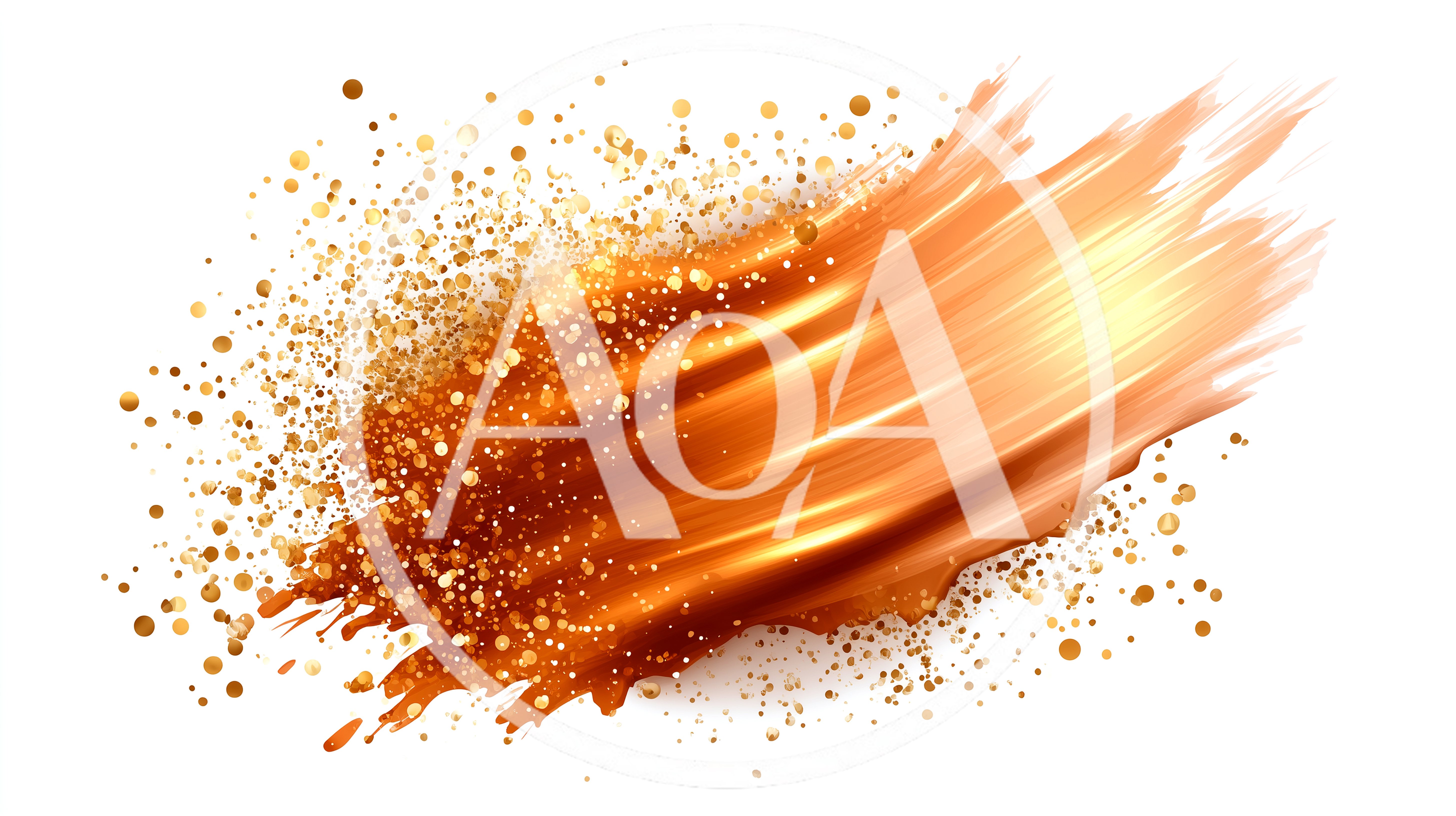 Abstract Golden Paint Stroke With Glitter Particles