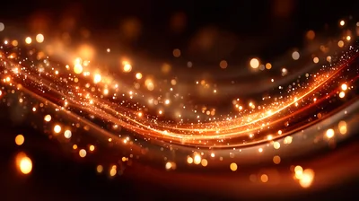 Abstract Golden Light Waves With Glowing Particles