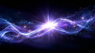 Abstract Glowing Purple Light Wave Energy Background