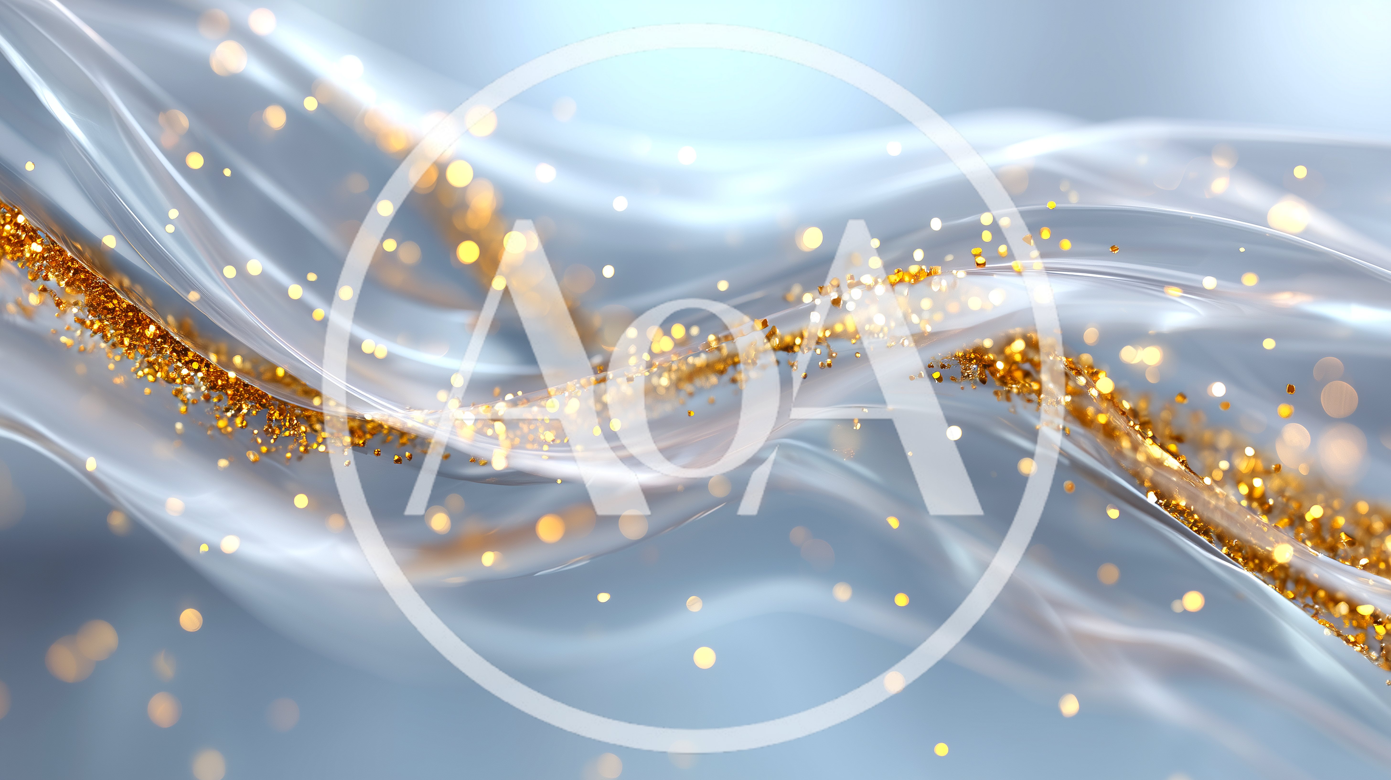 Abstract Flowing Silk Fabric With Golden Glitter Particles