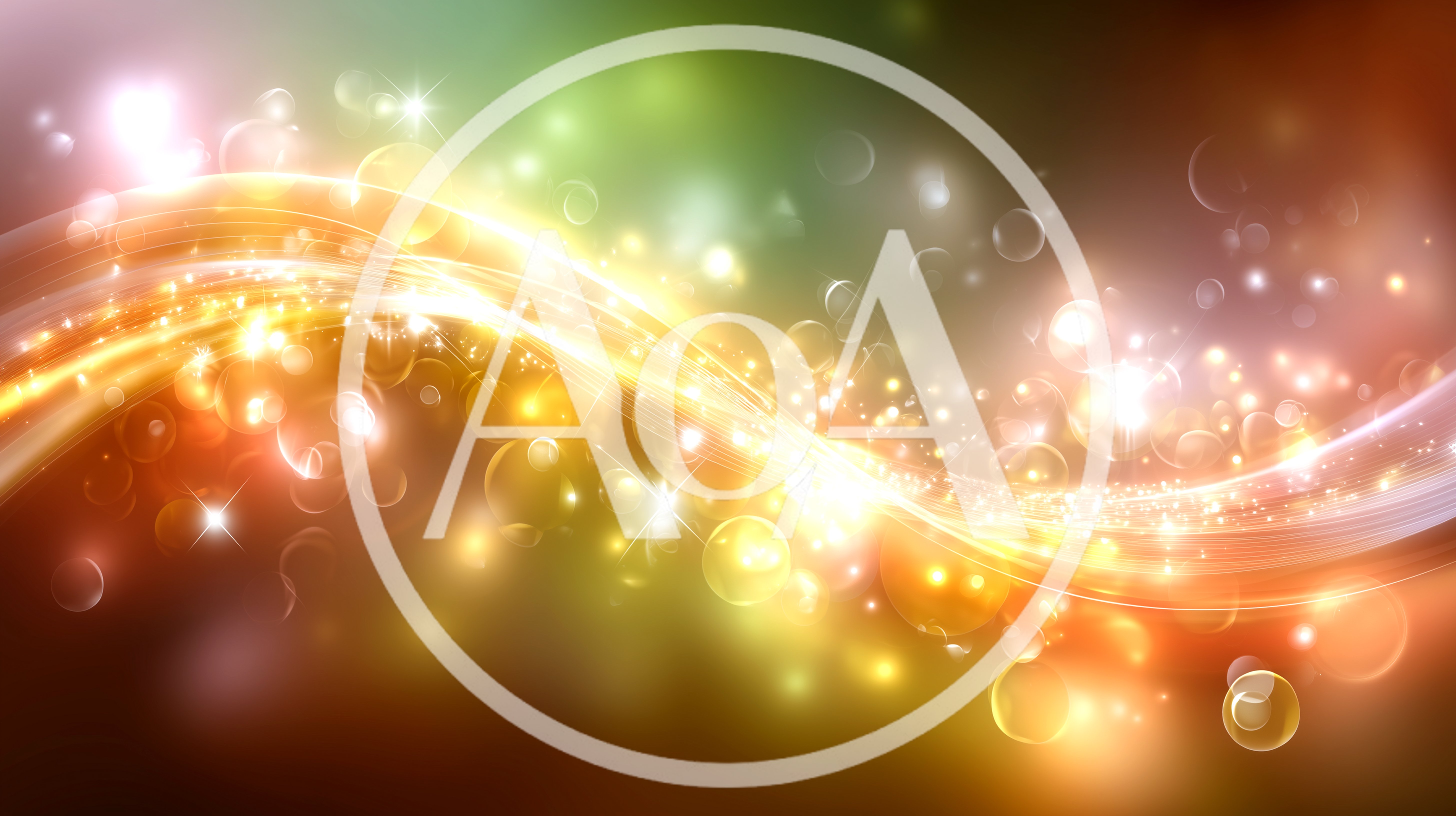 Abstract Golden Light Waves With Floating Bokeh Particles