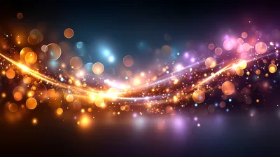 Abstract Golden Light Streaks And Bokeh Particles
