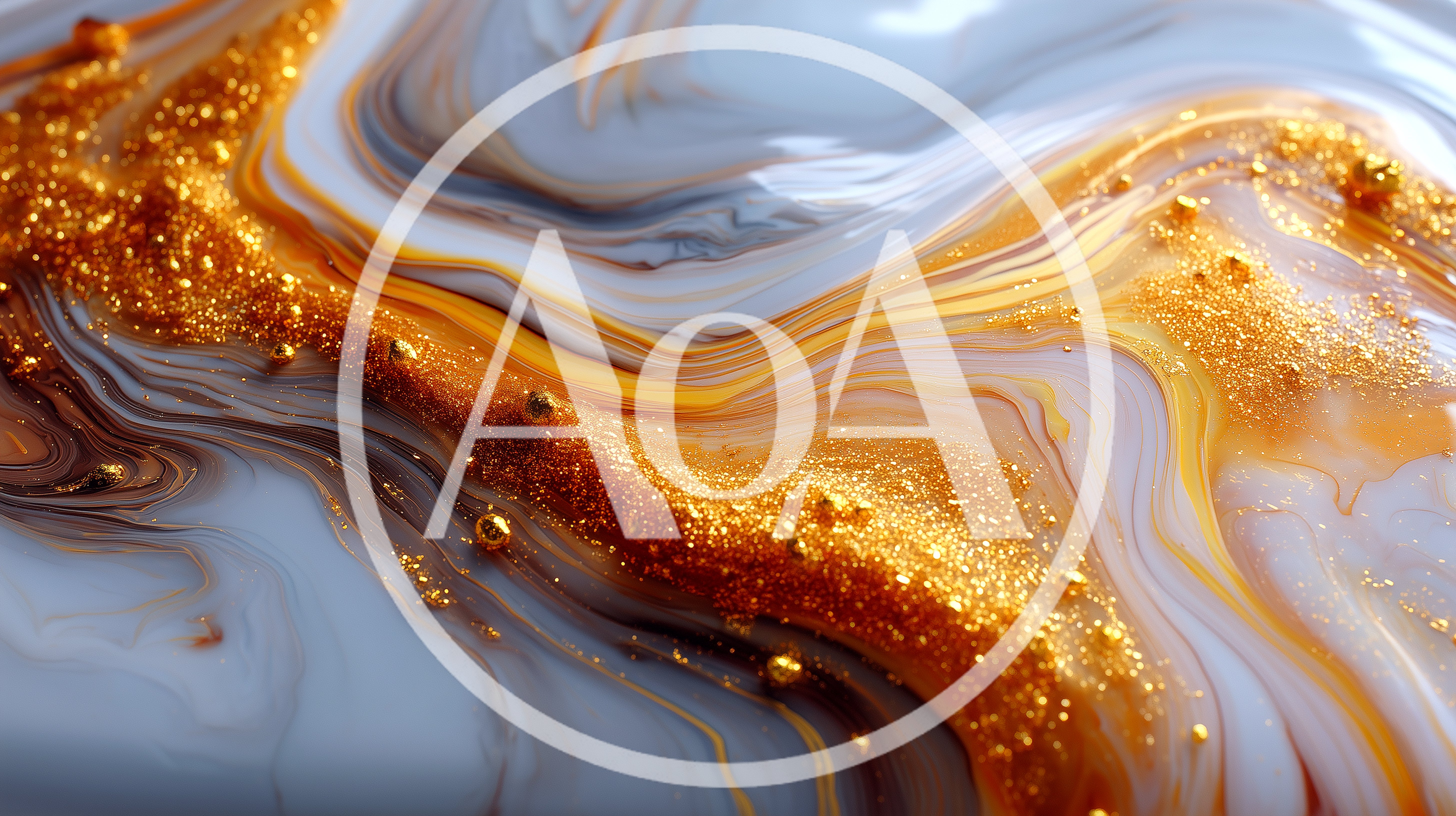 Abstract Liquid Marble Texture With Gold Glitter Particles
